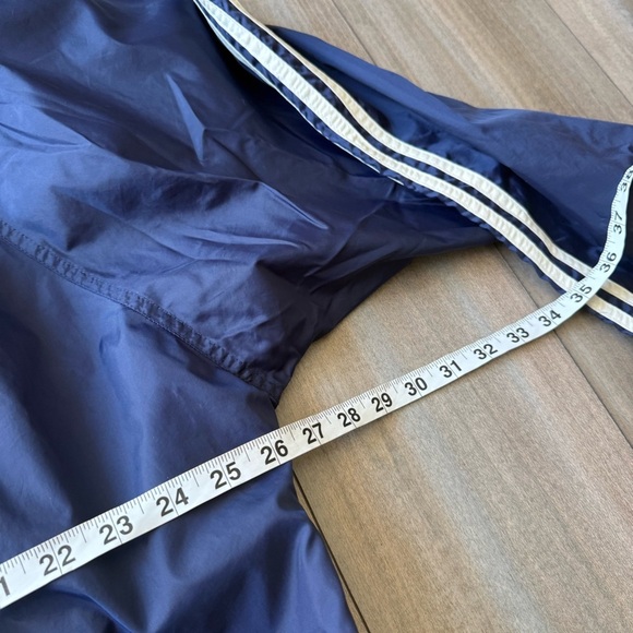 Vtg Y2K Adidas windbreaker 3 stripe sleeve oversized zip up jacket navy size XL - Picture 2 of 6